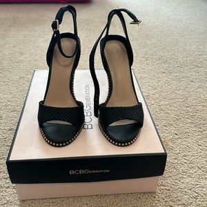 BCBG leather snake heels